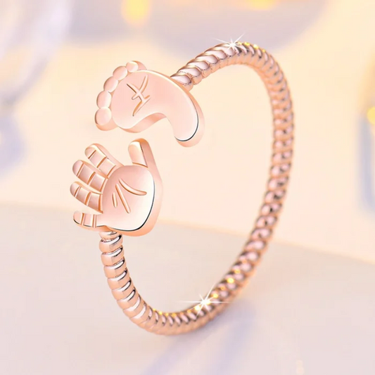 For Mother -You Are Going to Make a Wonderful Mama Baby Palm and Feet Ring