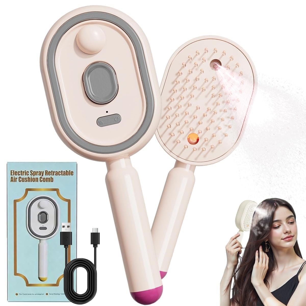 2-in-1 Hair Straightening Brush – Straighten, Detangle & Shine