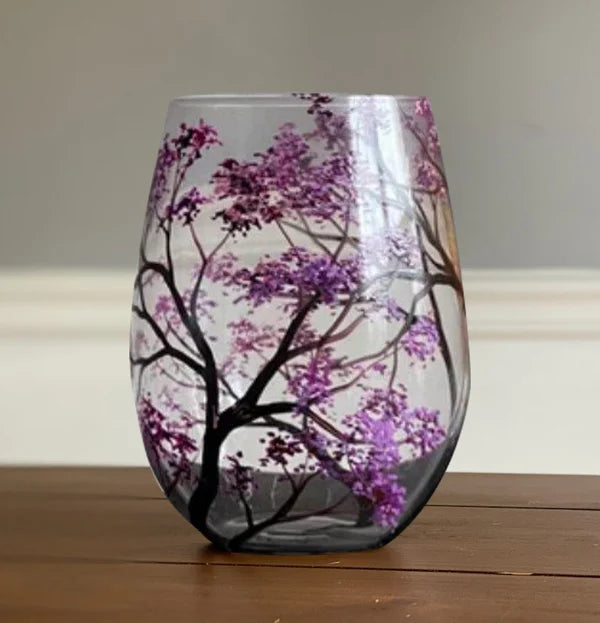 Four Seasons Tree Wine Glasses - Hand Painted Art