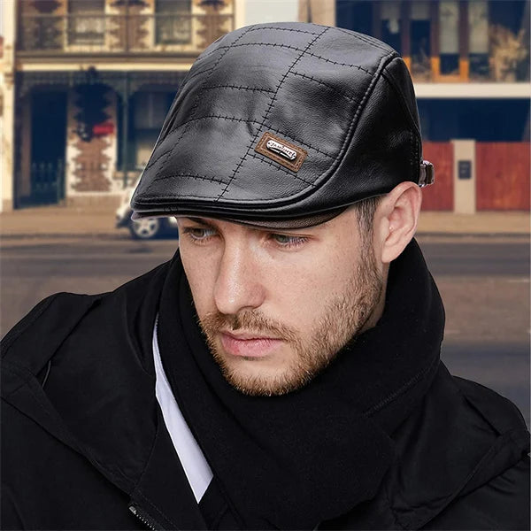 High Quality Trendy Leather Beret