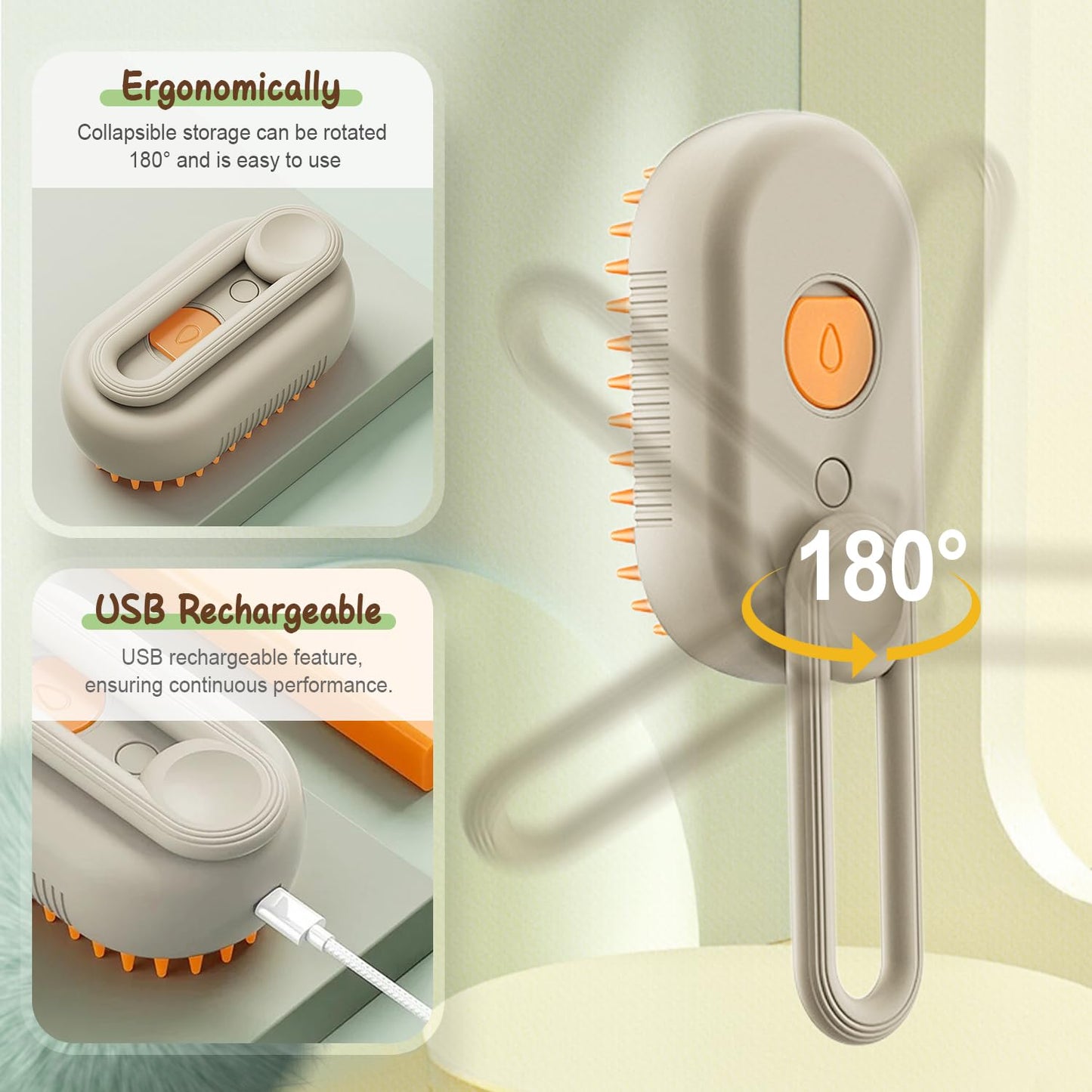 GentleMist™ Pet Grooming Brush | Spray Massage & Fur Remover