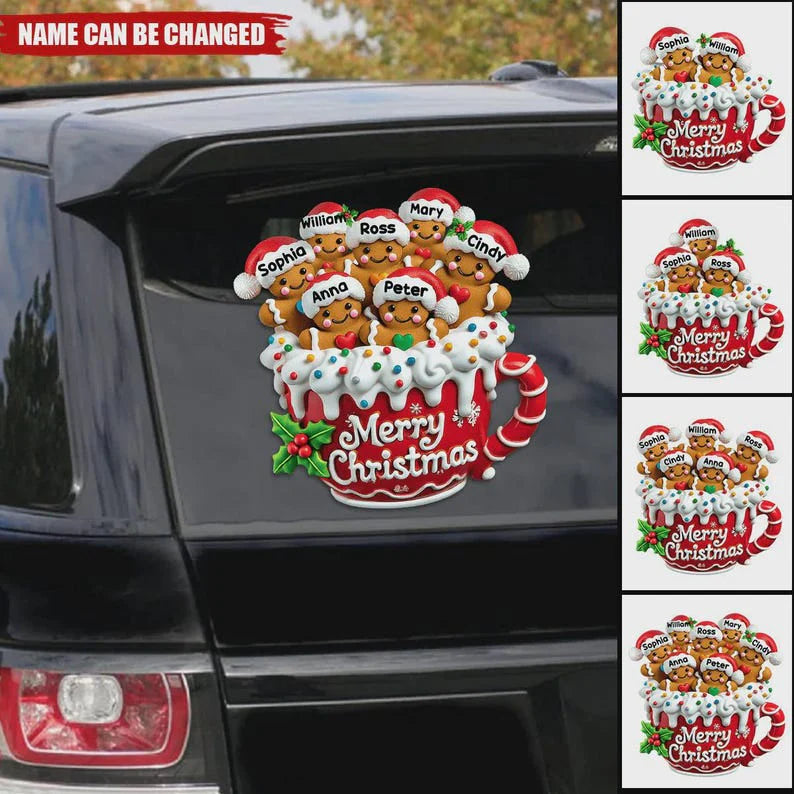 Merry Christmas - Personalized Gingerbread Family Decal