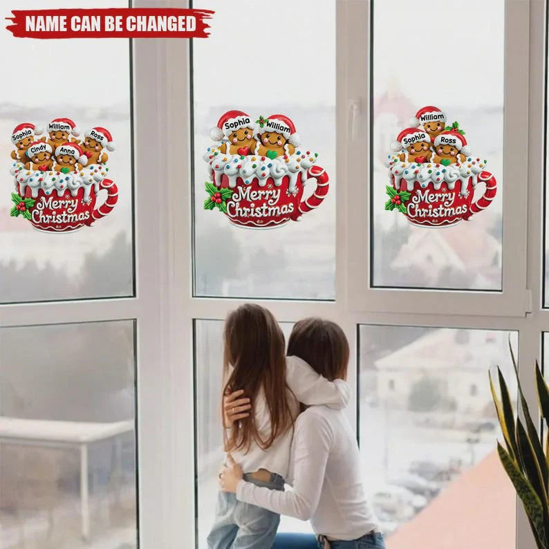 Merry Christmas - Personalized Gingerbread Family Decal