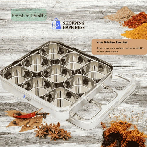 Premium Stainless Steel Masala (Spice) Box/Dabba/Organiser (Square) - High Quality and Huge Demand.