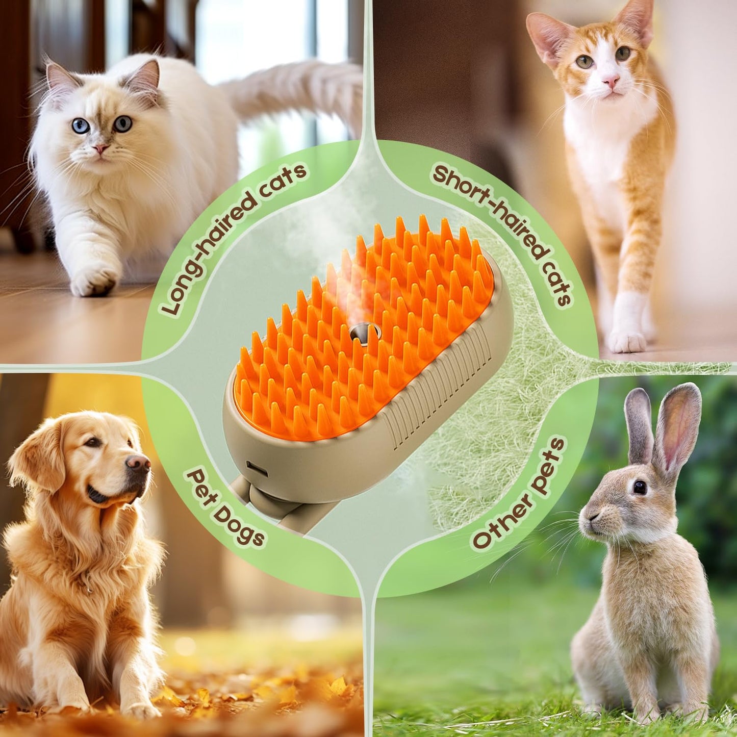 GentleMist™ Pet Grooming Brush | Spray Massage & Fur Remover
