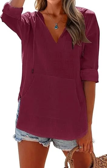 Women's V-Neck Hooded Beach Cover-Up