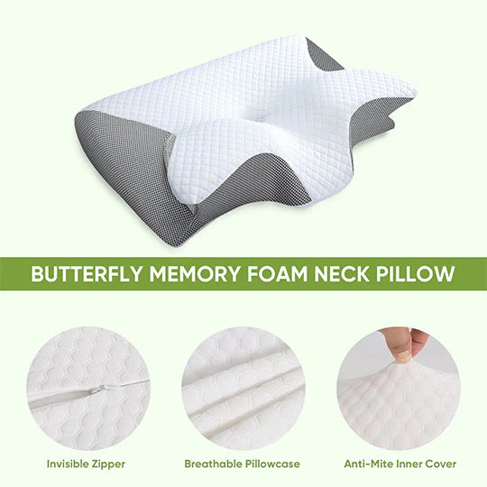 Orthopedic Butterfly Memory Foam Neck Pillow - Comfort & Massage Technology