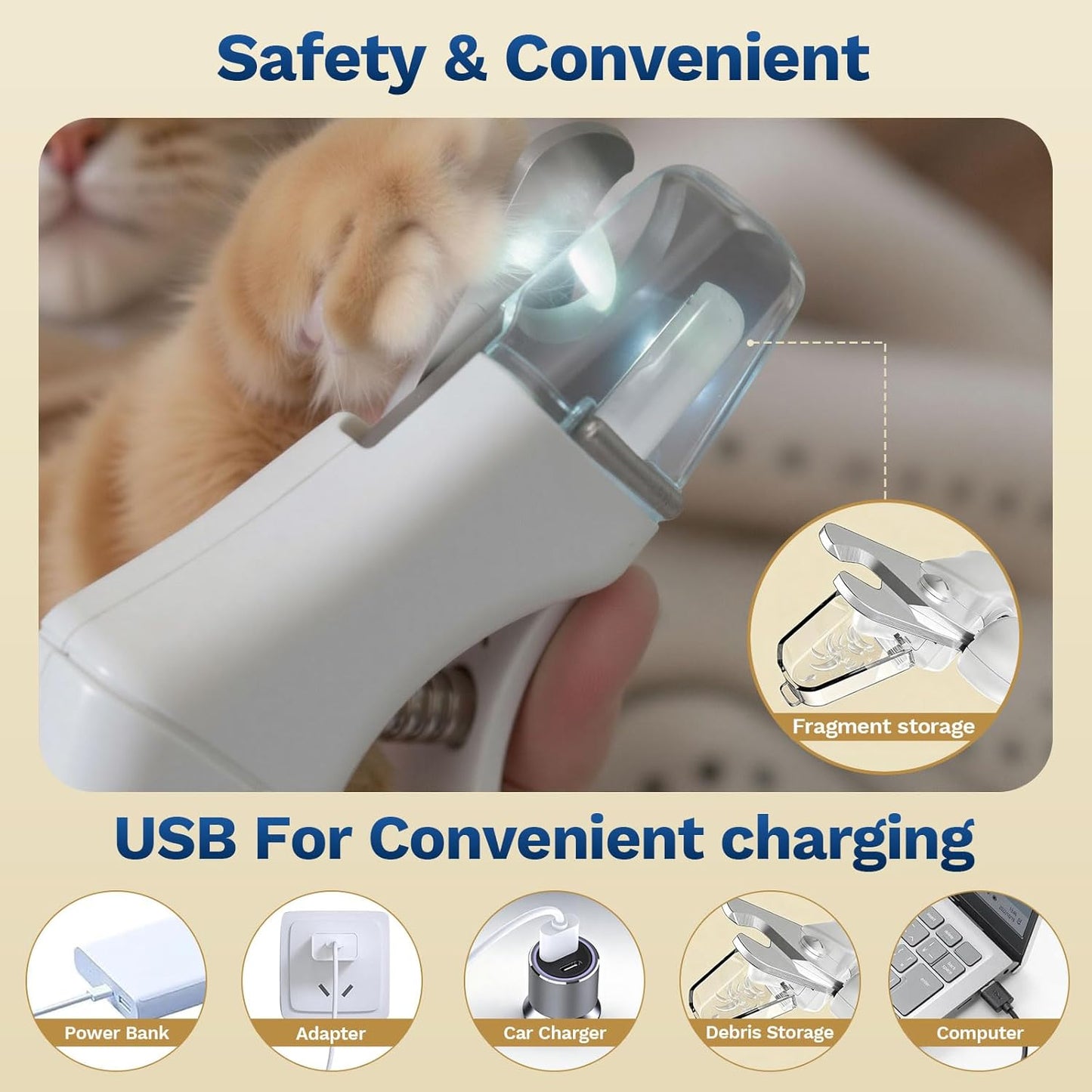 2-in-1 Rechargable Pet Nail Clipper & Grinder