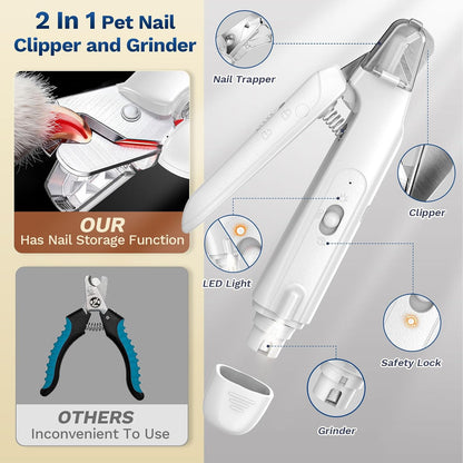 2-in-1 Rechargable Pet Nail Clipper & Grinder