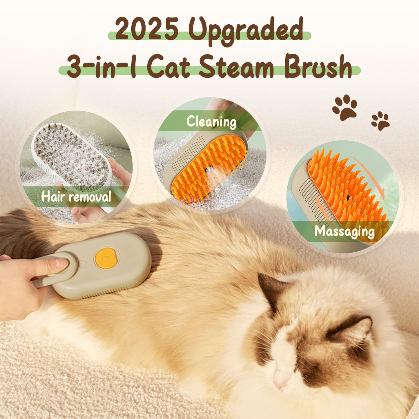 GentleMist™ Pet Grooming Brush | Spray Massage & Fur Remover