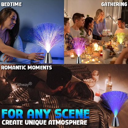 Fiber Optics Color-Changing Fountain Night Lamp