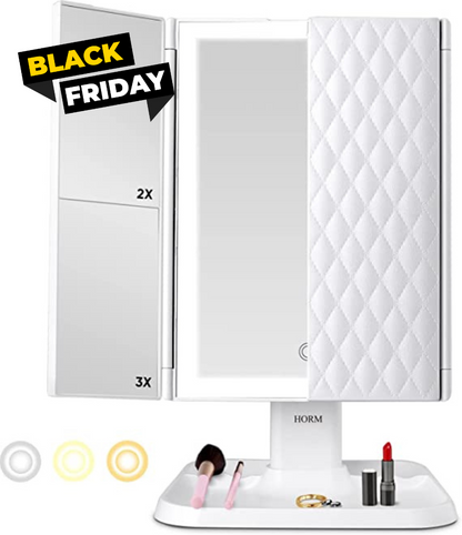 Trifold LED Makeup Mirror