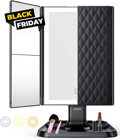 Trifold LED Makeup Mirror