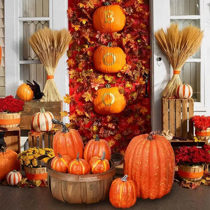 Artificial Pumpkin Decorations – 7 Pcs Set 🎃 Fall, Halloween