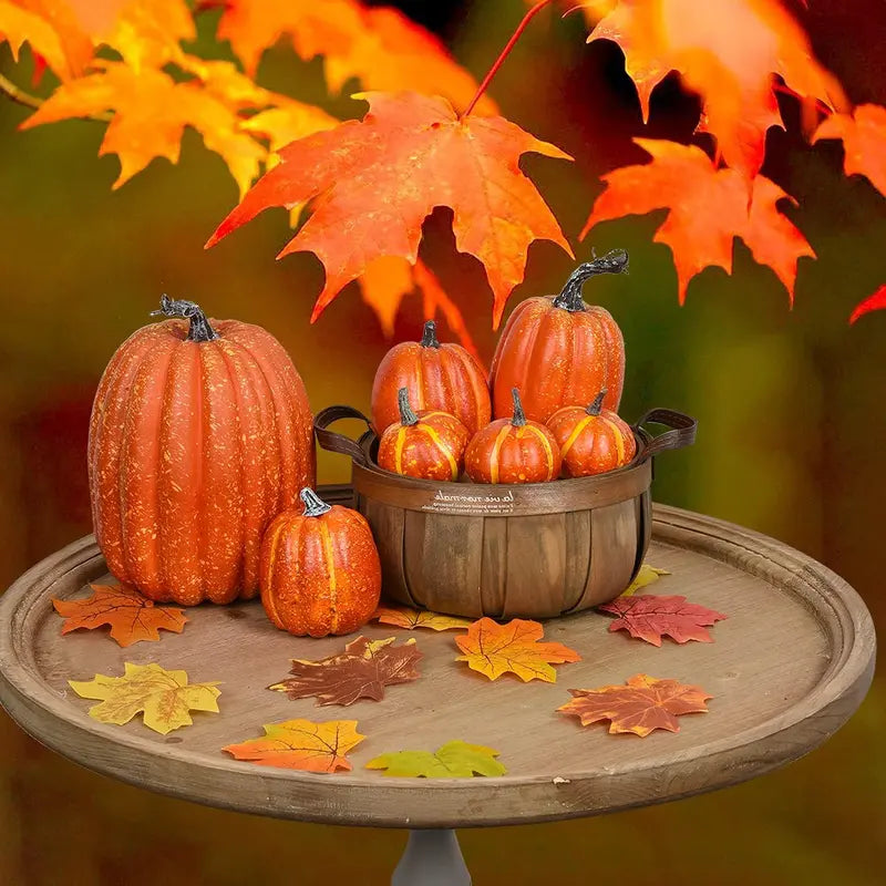 Artificial Pumpkin Decorations – 7 Pcs Set 🎃 Fall, Halloween
