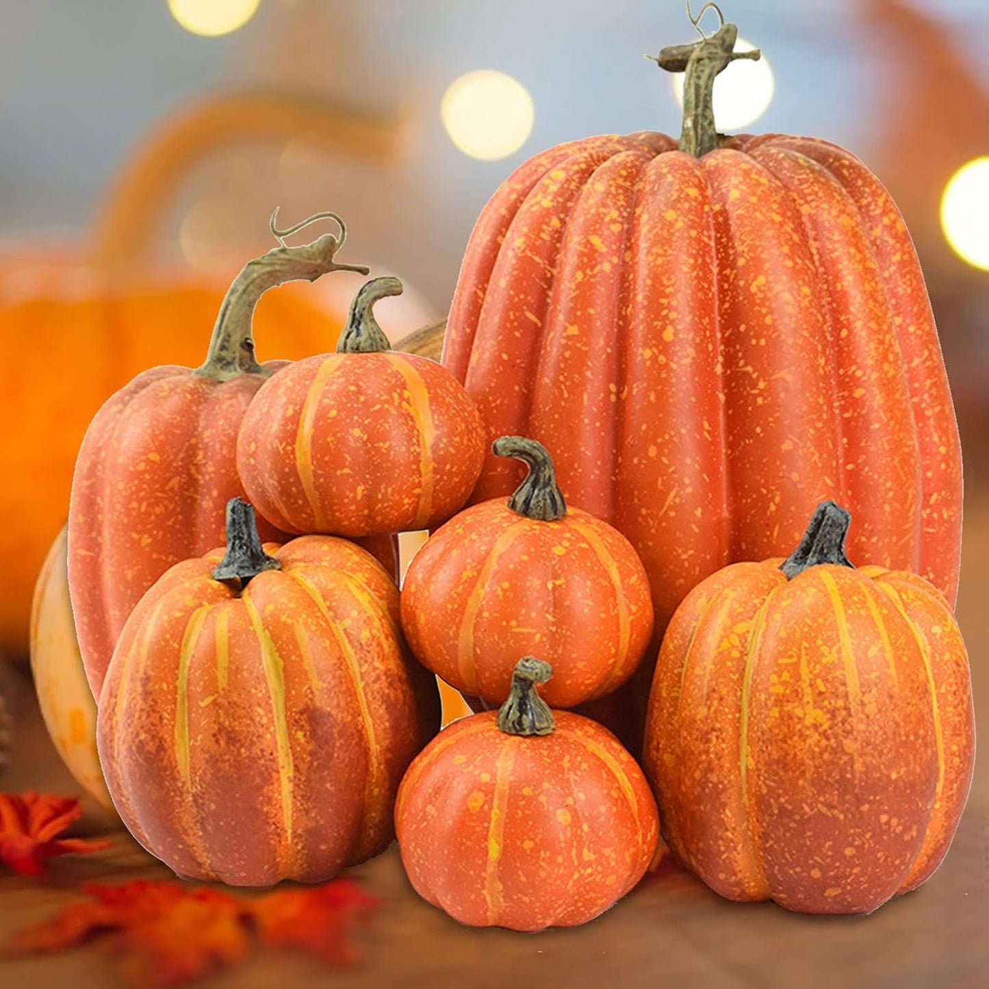 Artificial Pumpkin Decorations – 7 Pcs Set 🎃 Fall, Halloween
