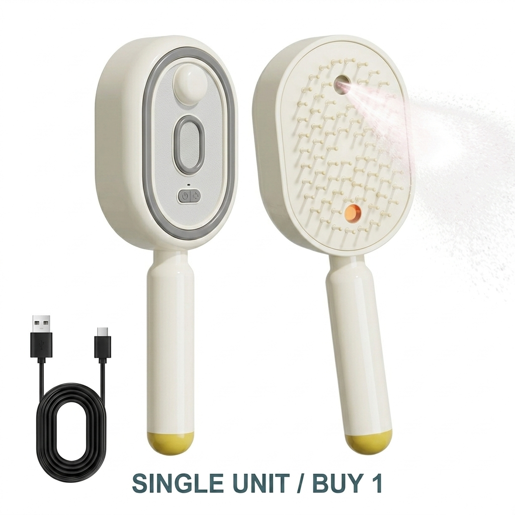 2-in-1 Hair Straightening Brush – Straighten, Detangle & Shine
