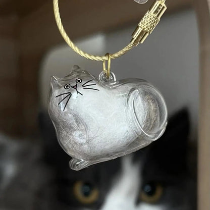 Cat and Dog Hair Keepsake Capsule Pendant Keychain