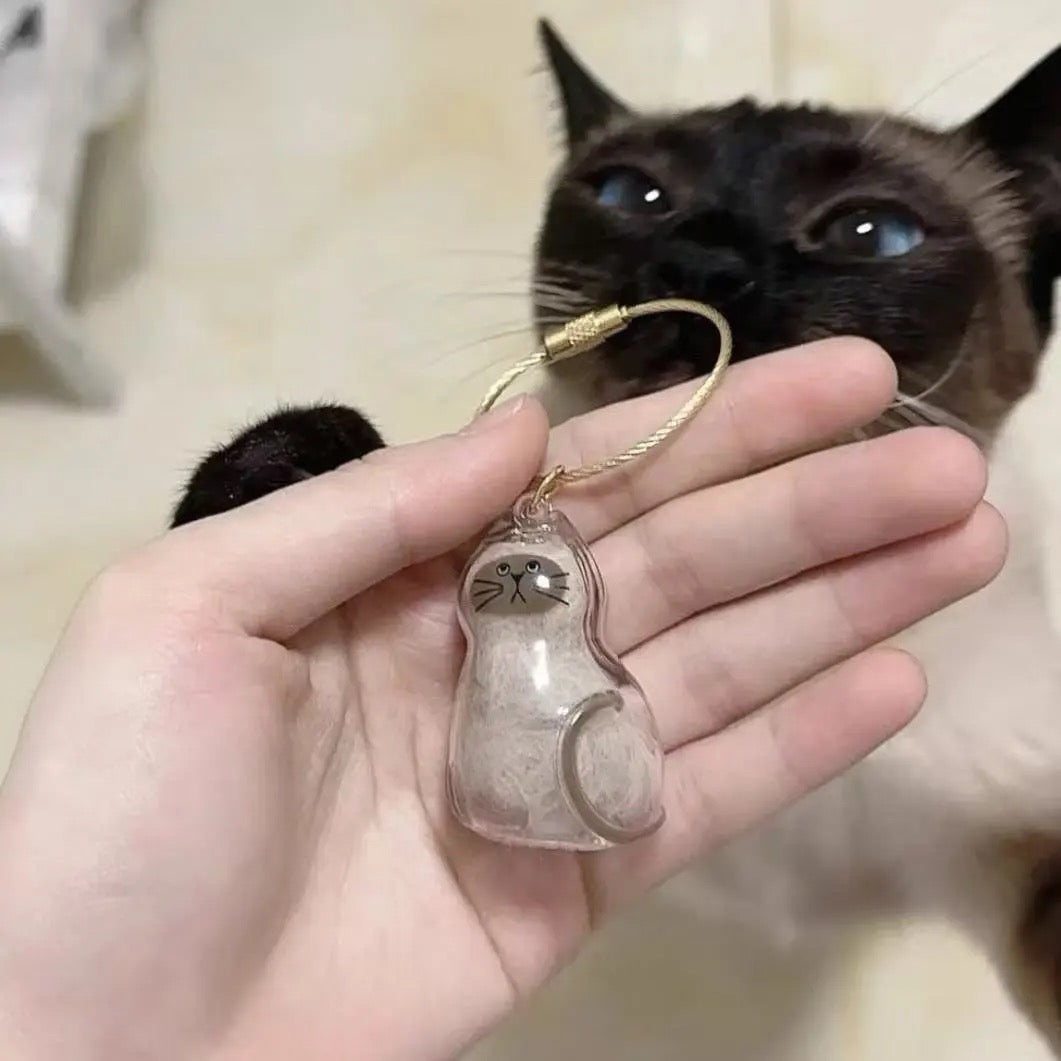 Cat and Dog Hair Keepsake Capsule Pendant Keychain