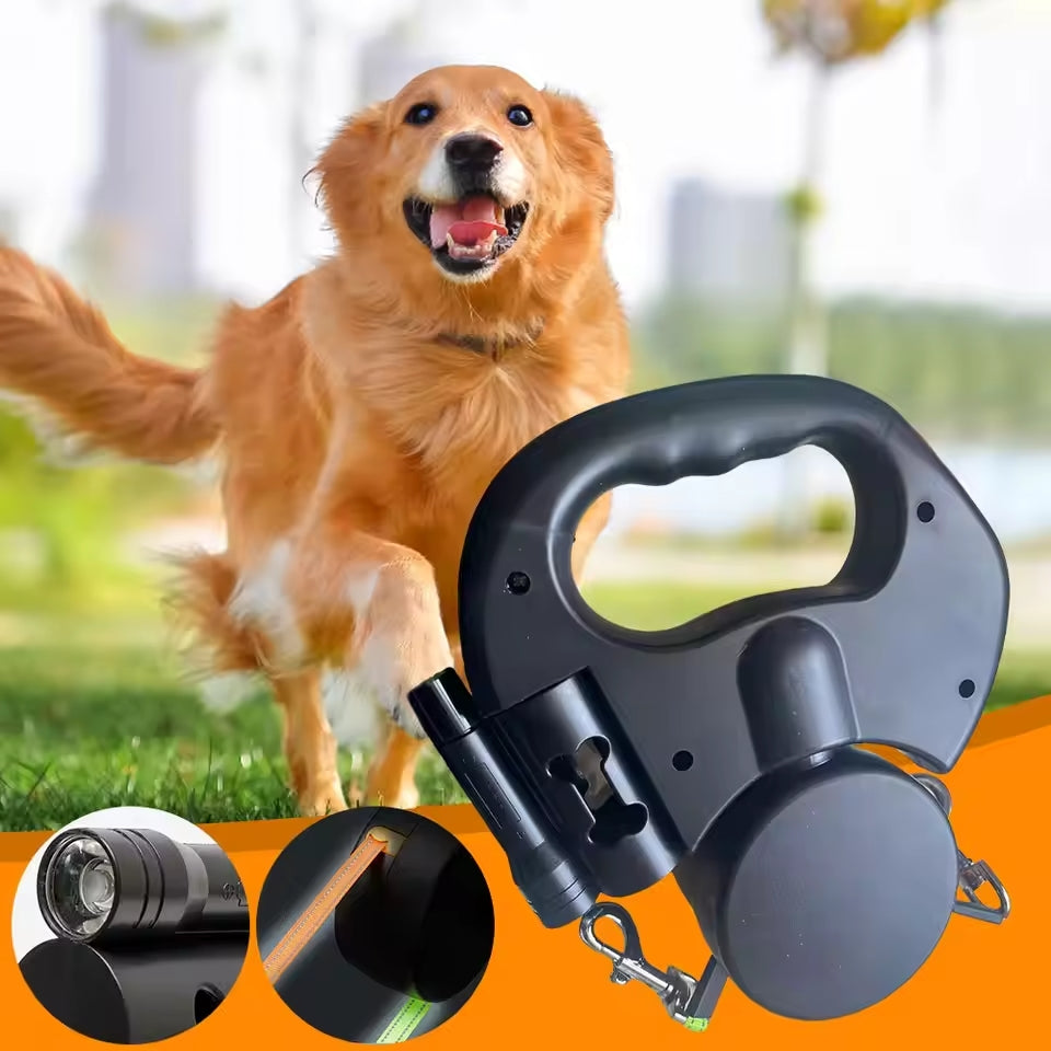 Dual Dog Leash with Tangle-Free Swivel & LED Light