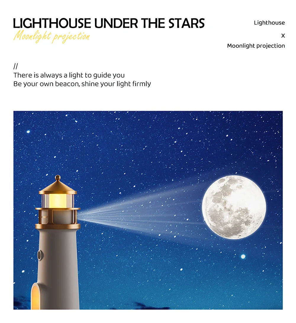 Lighthouse Moon Projection Night Light