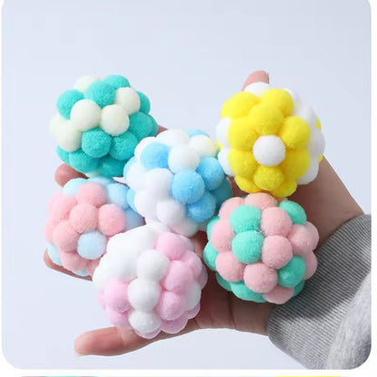 Pom Pom Cat Ball Toys With Bell 7 Count