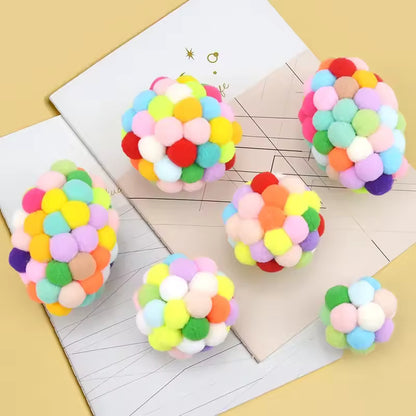 Pom Pom Cat Ball Toys With Bell 7 Count