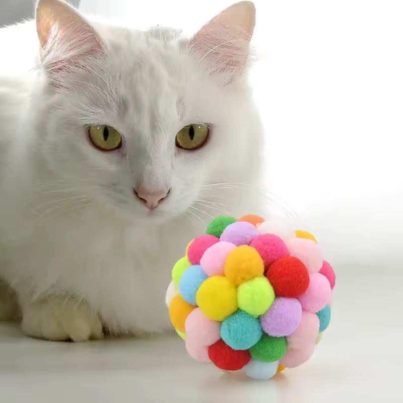 Pom Pom Cat Ball Toys With Bell 7 Count