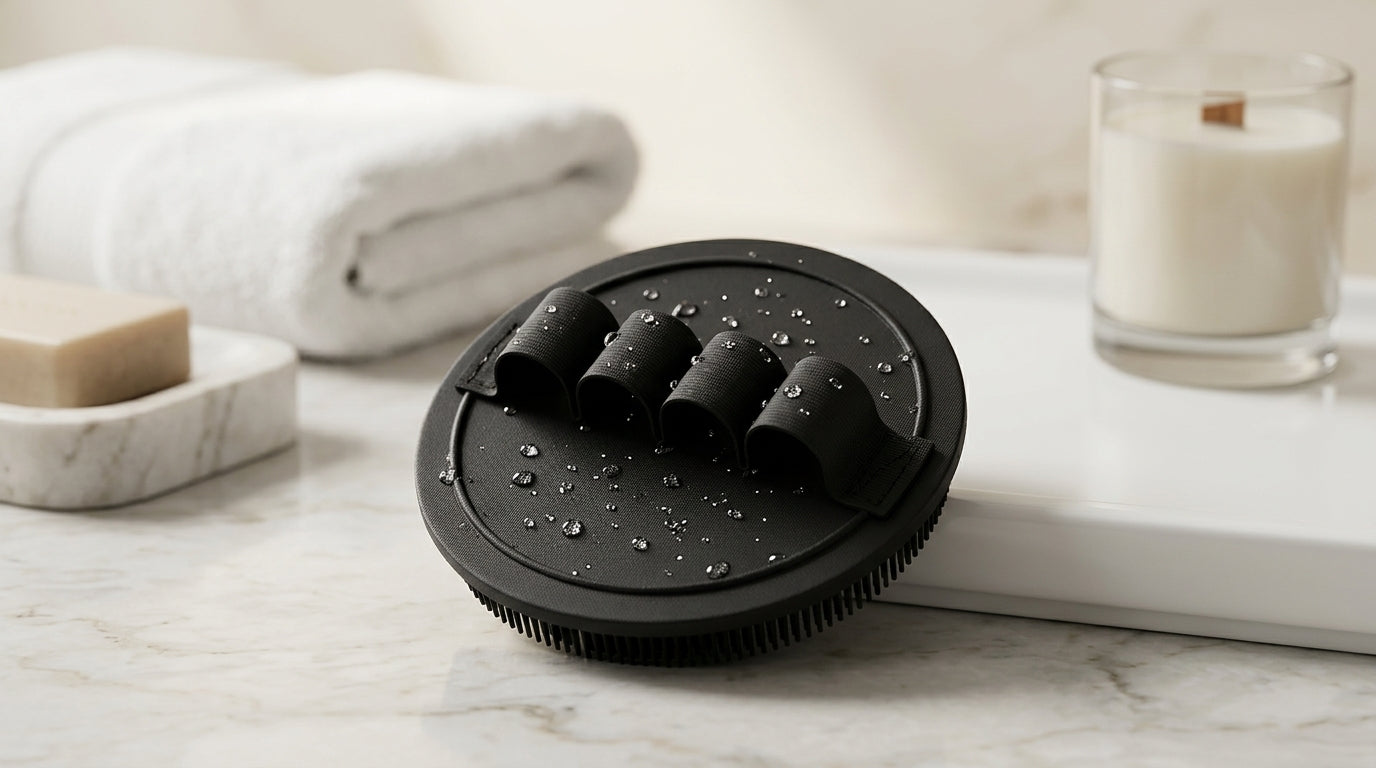 🧽 4-Pack Soft Rubber Shower Scrubber – Gentle Exfoliating Body Cleaner