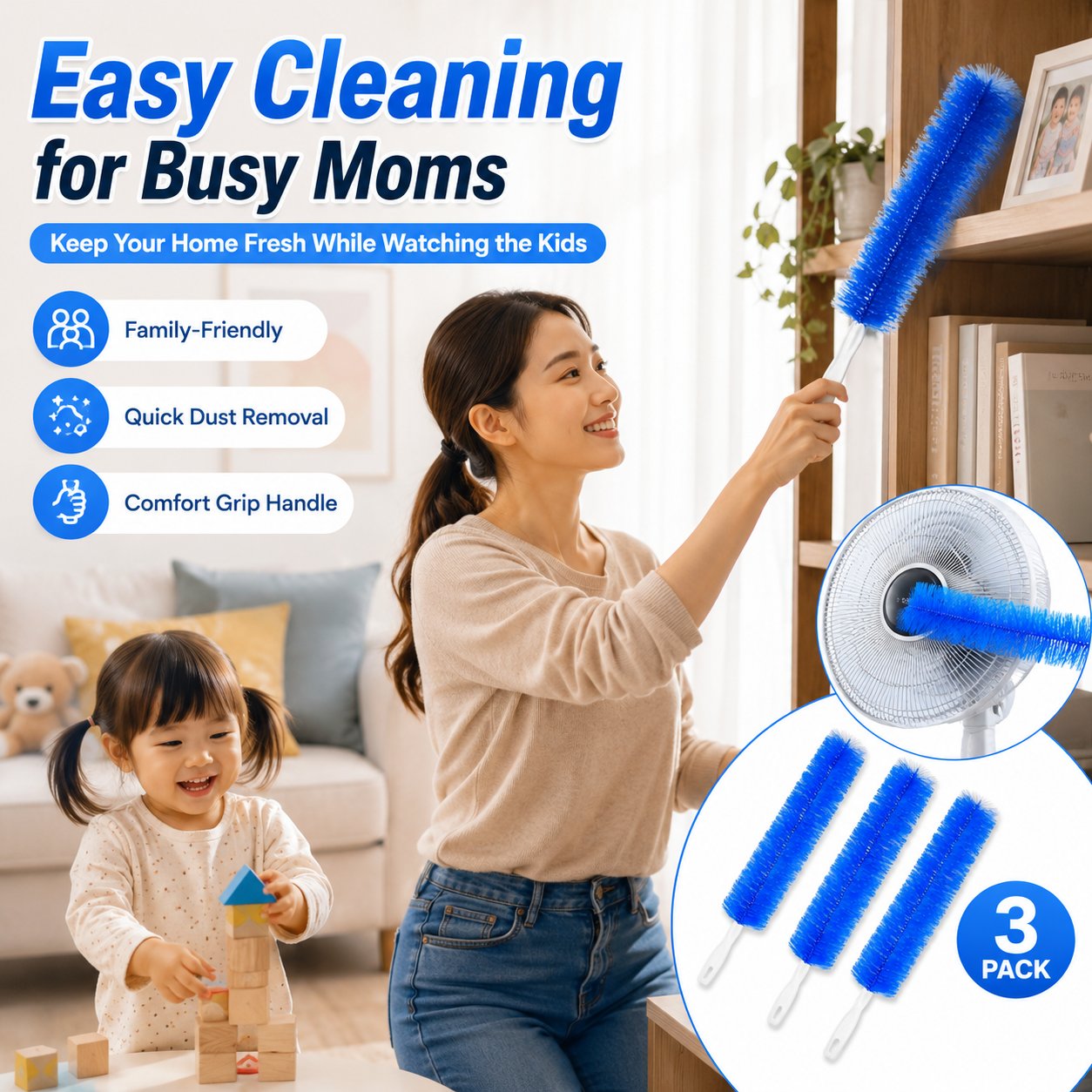 💖 Best Seller! 💧3 Counts Bendable Microfiber Head,Reusable Dust Remover
