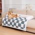 Cream Square Plaid Cozy Dog Mat Furniture Protector Cover